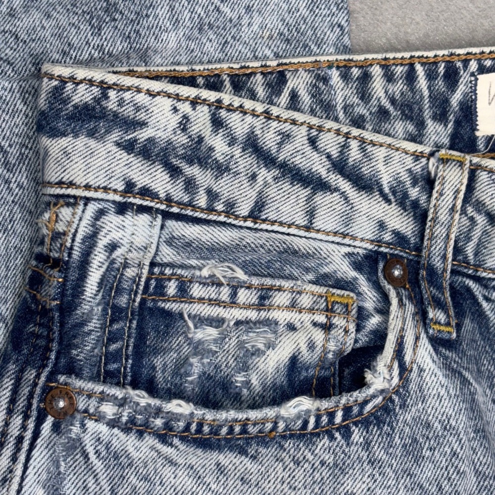 We The Free Jeans Womens 27 Blue Acid‎ Wash High Rise Distressed Tapered Denim - Picture 8 of 16